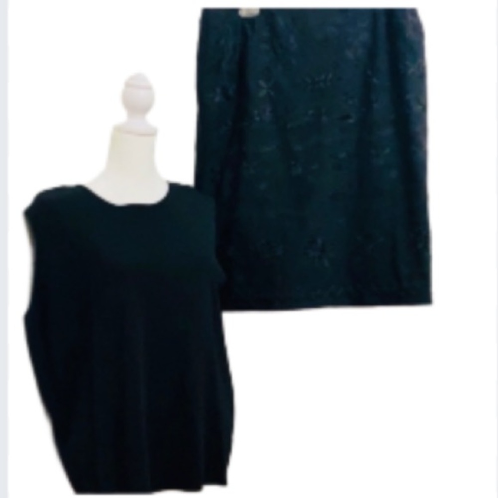 NWT Nygard Black Sleeveless Blouse & Nygard Black Beaded & Embroidered Skirt
